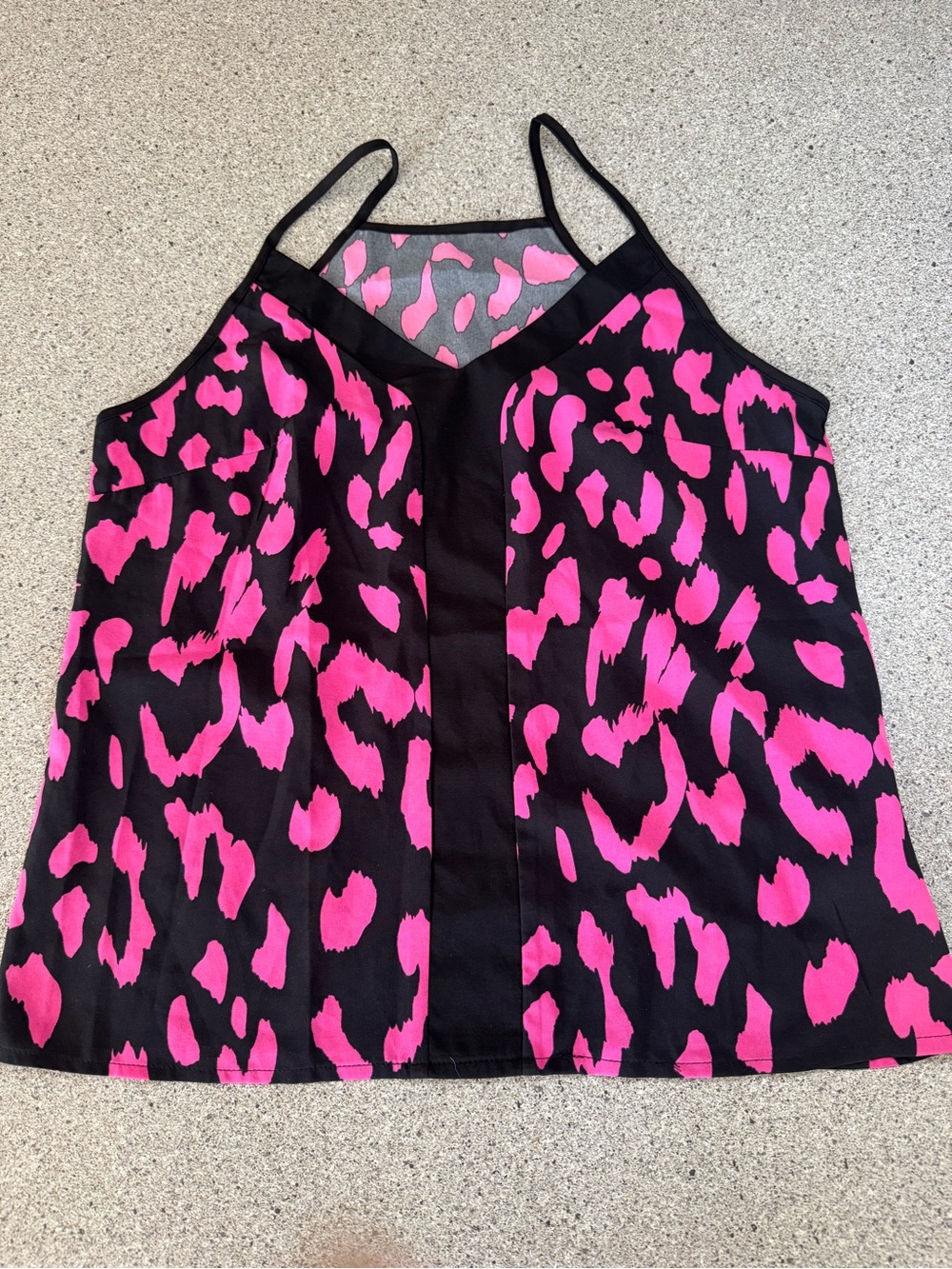 New Black & Hot Pink Leopard Print Cami Tank